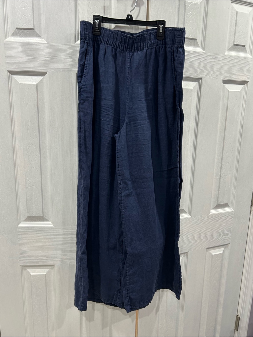 Sigrid Olsen Deep Navy Elastic-Waist Wide-Leg Pants